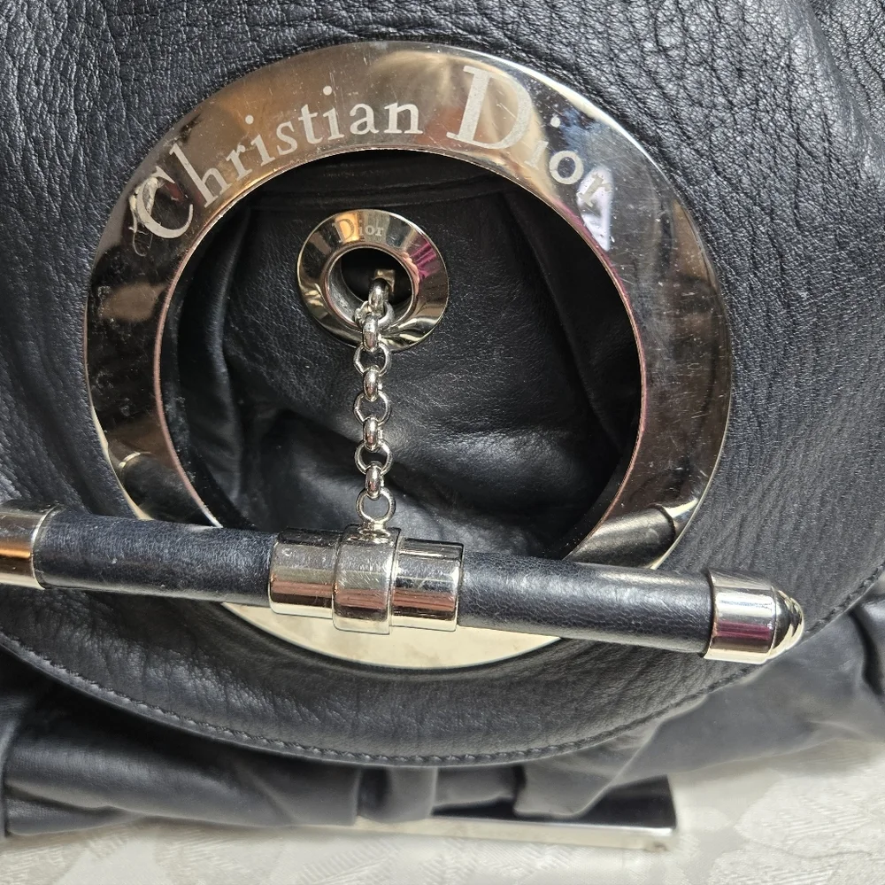 Christian Dior Vintage Black Leather Jazz Club Hobo Shoulder Bag